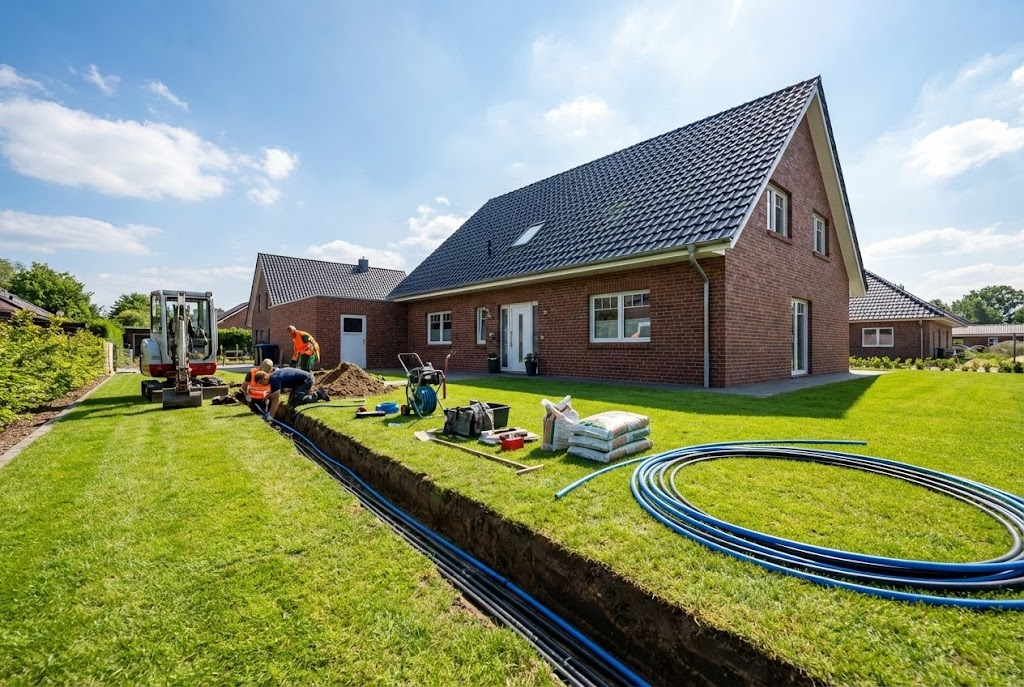 Verlegung von Erdwärmekollektoren für Erdwärme im Kreis Pinneberg bei einer Sanierung