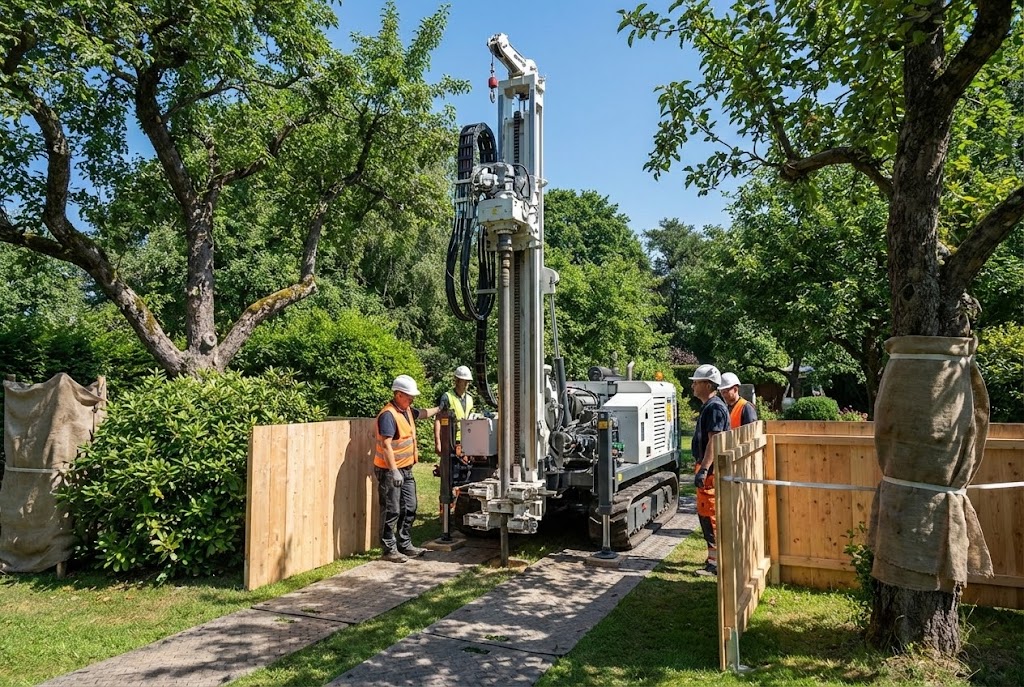 Schonende Erdwärme Halstenbek Bohrung im Garten