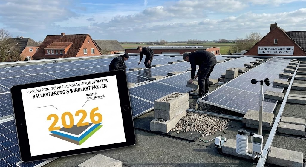 Photovoltaik Flachdach Steinburg auf einem Bungalow