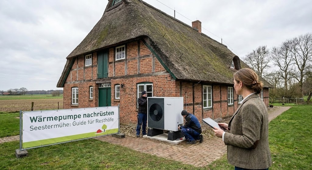 Wärmepumpe nachrüsten Seestermühe vor Klinkerhaus