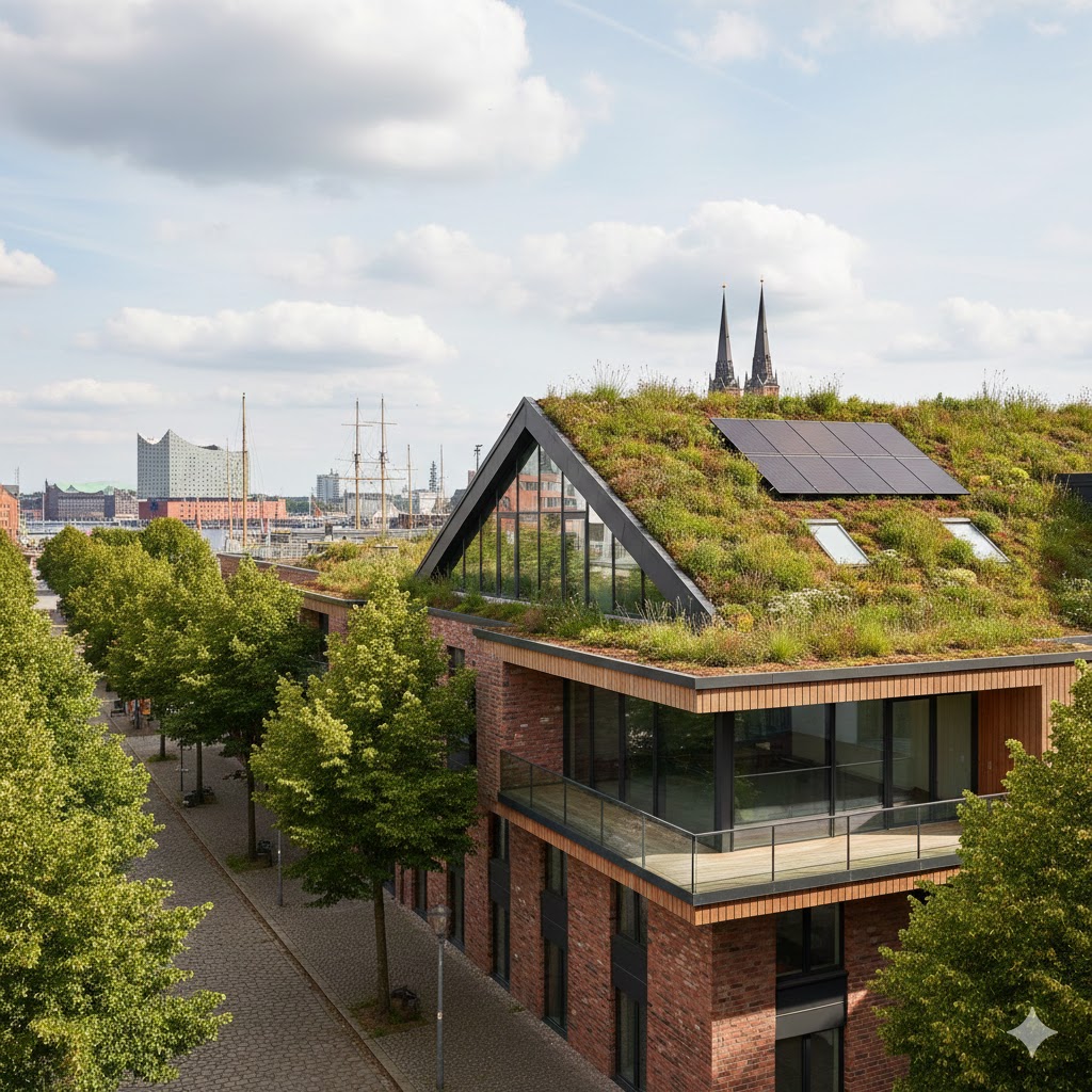 Photovoltaik Förderung Hamburg auf einem Gründach