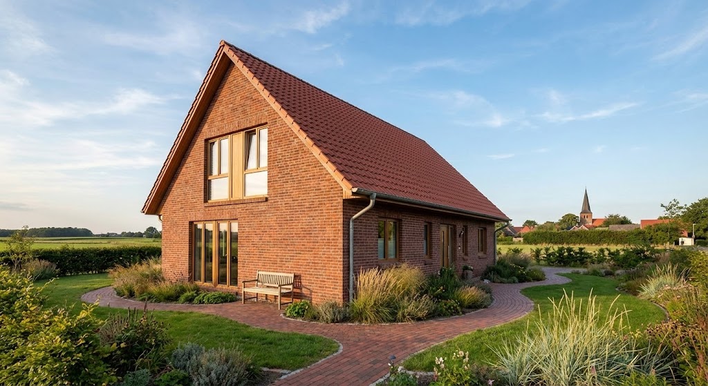 Sanierungspflicht Schleswig-Holstein: Klinkerhaus mit neuer Dämmung und Fenstern.