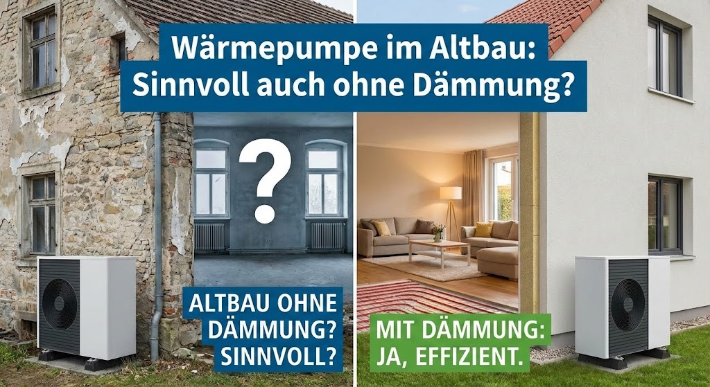 erstelle ein bild :Wärmepumpe im Altbau: Sinnvoll auch ohne Dämmung?