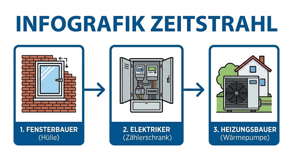 Zeitstrahl Energetische Sanierung Reihenfolge Gewerke nach GEG
