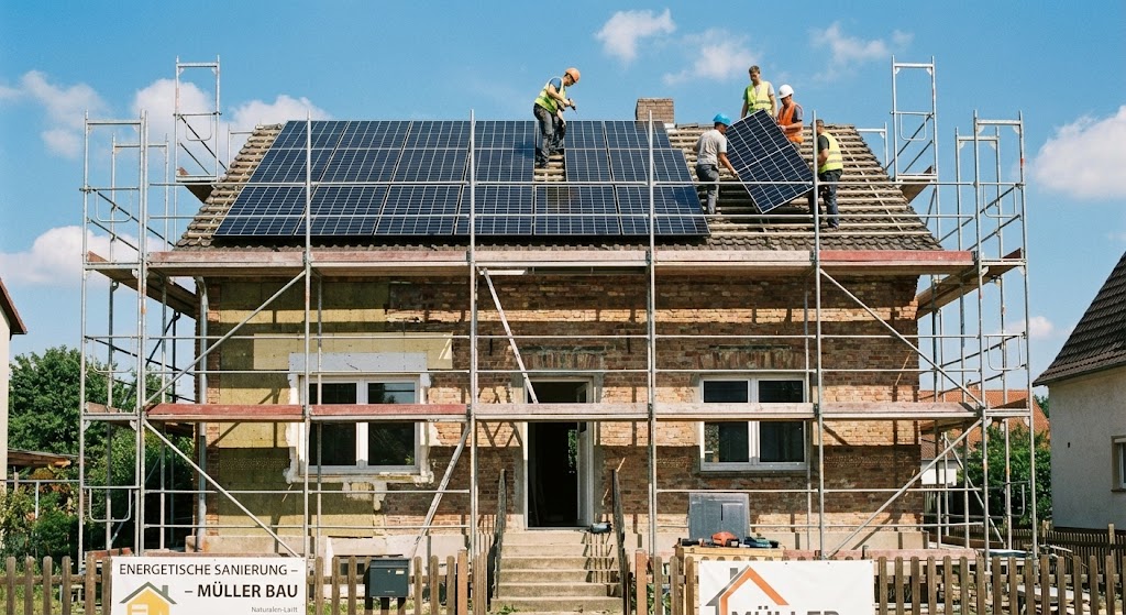 Photovoltaik Installation Gerüst