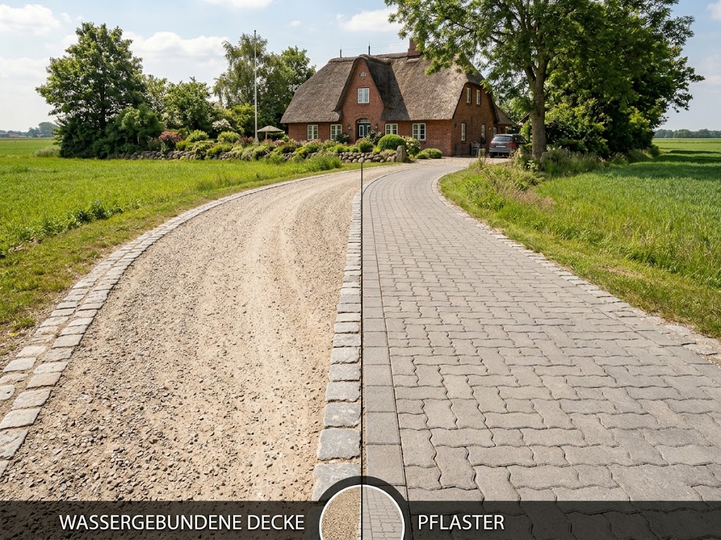 wassergebundene Decke vs Hofeinfahrt