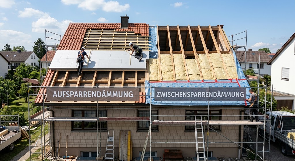 Aufsparrendämmung und Zwischensparrendämmung im direkten Vergleich beim Steildach