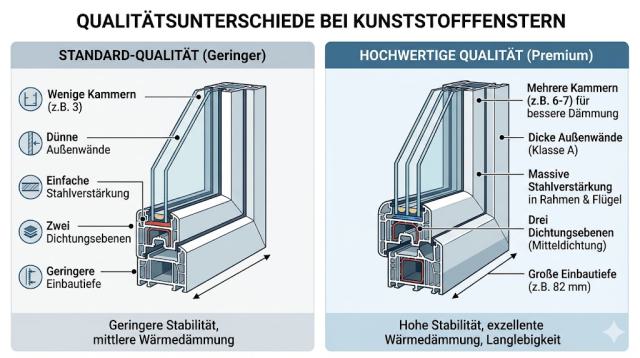 Kunststofffenster Qualitätsunterschiede: Worauf Sie beim Kauf wirklich achten müssen