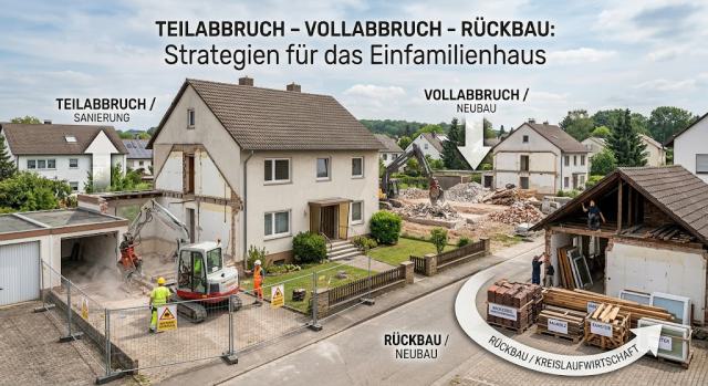 Teilabbruch, Vollabbruch, Rückbau: 5 Unterschiede erklärt